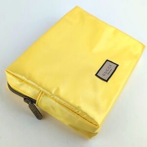 Gucci Beauty Satiny Yellow Cosmetics Bag With Floral Interior New Without Tags